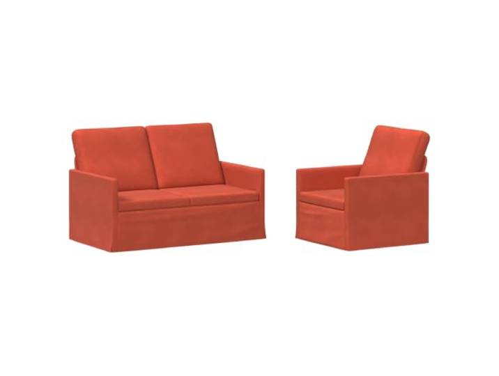 vidaXL Sofa-Set 2 pcs Rot-Orange Cordstoff Bietet langfristige Unterstützung, Garantiert plüschige Entspannung, Verbessern die Nutzungskomfort
