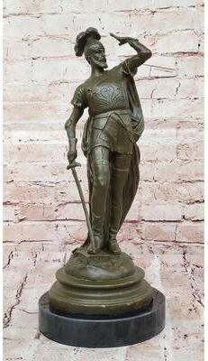 Bronzhaus Spanish Conquistador Bronze Sculpture With Sword - Historical Military Explorer Art