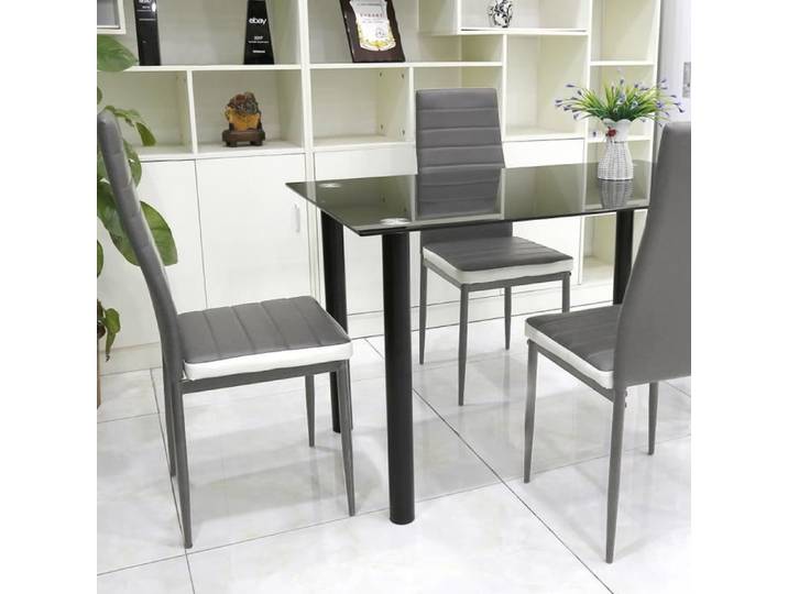Chaise de Salle à Manger Lot de 4 - KEDIA - Gris - Contemporain - Intérieur - 130 kg