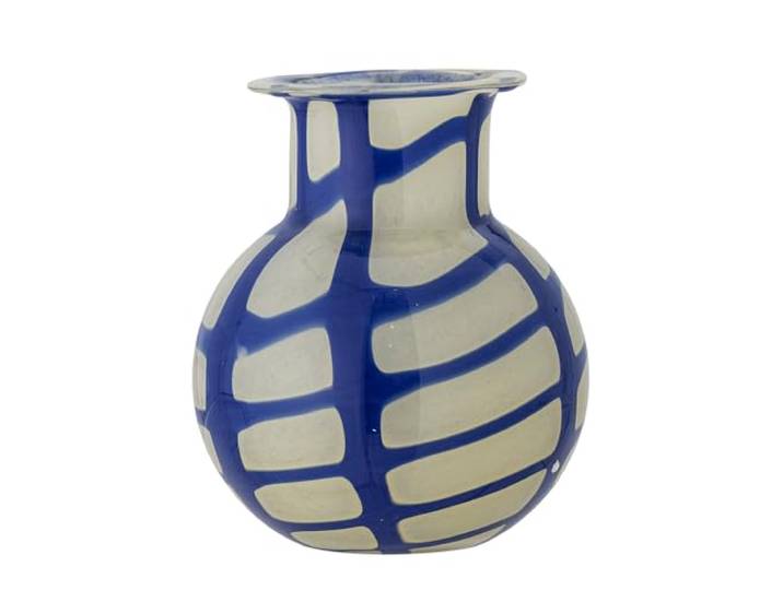 Bloomingville Kiran Vase en verre Bleu 16 x 19 cm