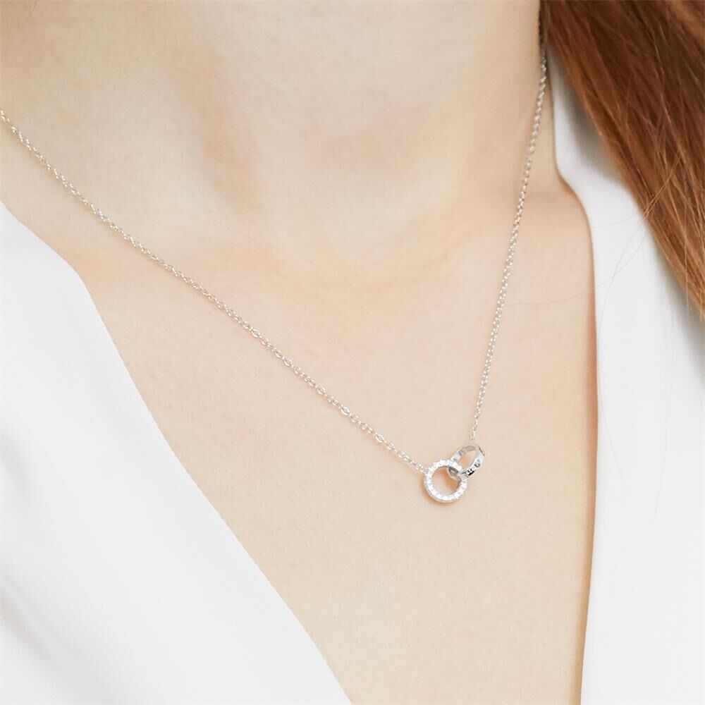 Unique Sterlingsilber Kette Kreise Zirkonia silber
