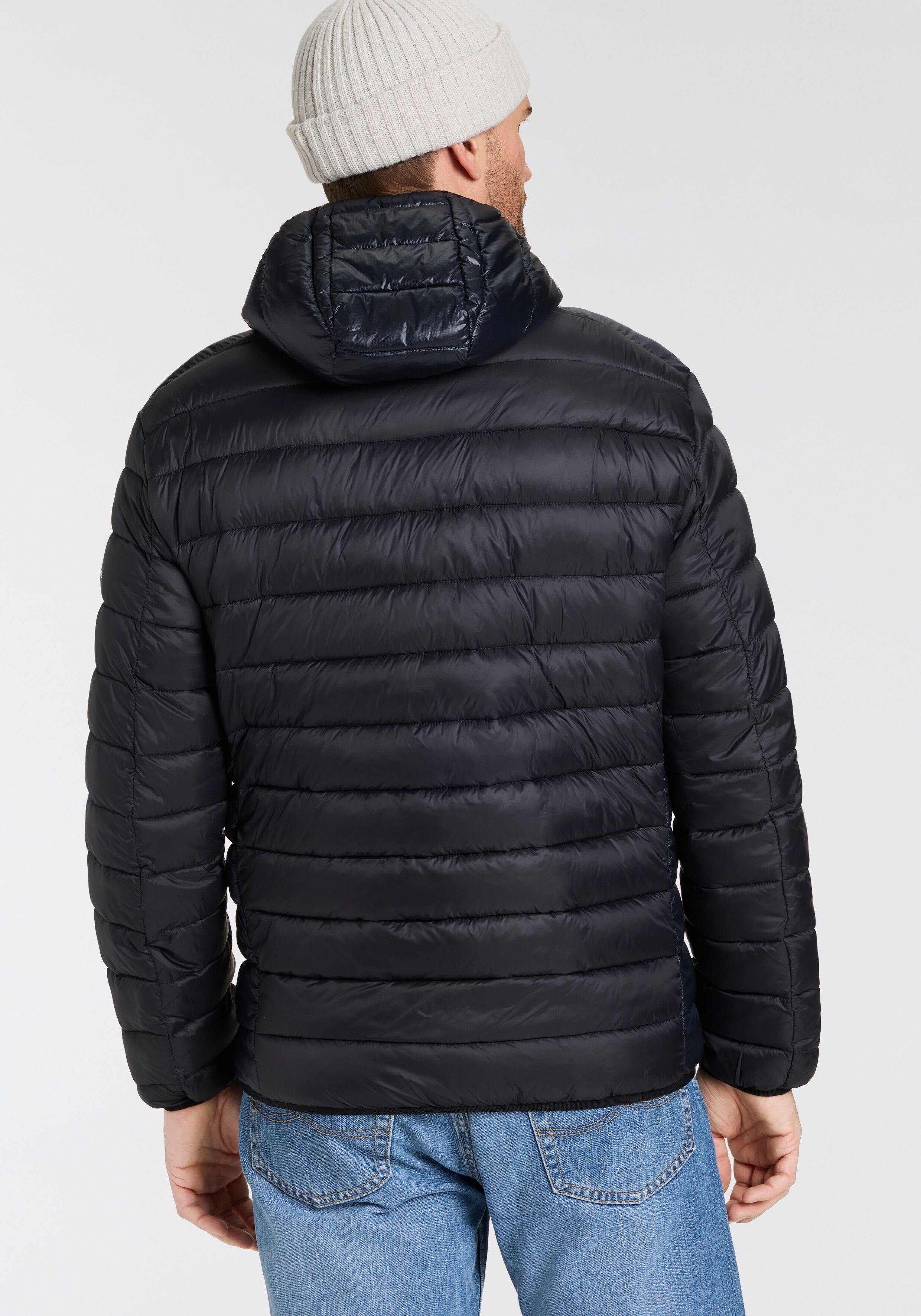 Steppjacke CHAMPION "Hooded Jacket", Herren, Gr. S, schwarz, Steppware, Obermaterial: 100% Polyamid, Jacken Steppjacke, wärmende Steppware, mit Kapuze, atmungsaktiv, aus Polyamid schwarz S