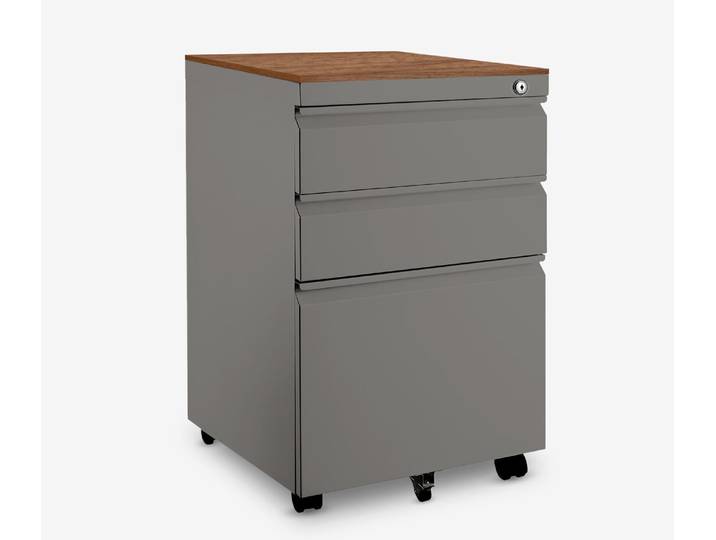 Metall Rollcontainer Grau Nussbaum
