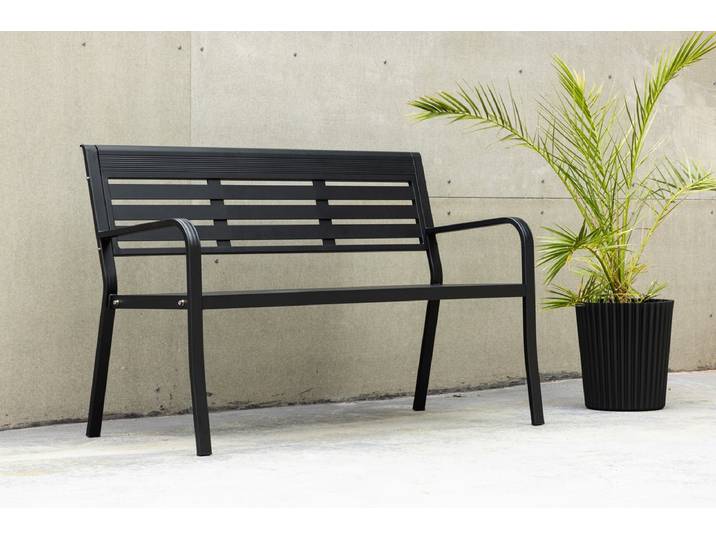 Gartenbank Mineral - Zeitloses Design aus schwarzem Aluminium - Schwarz - Luxusbetten24