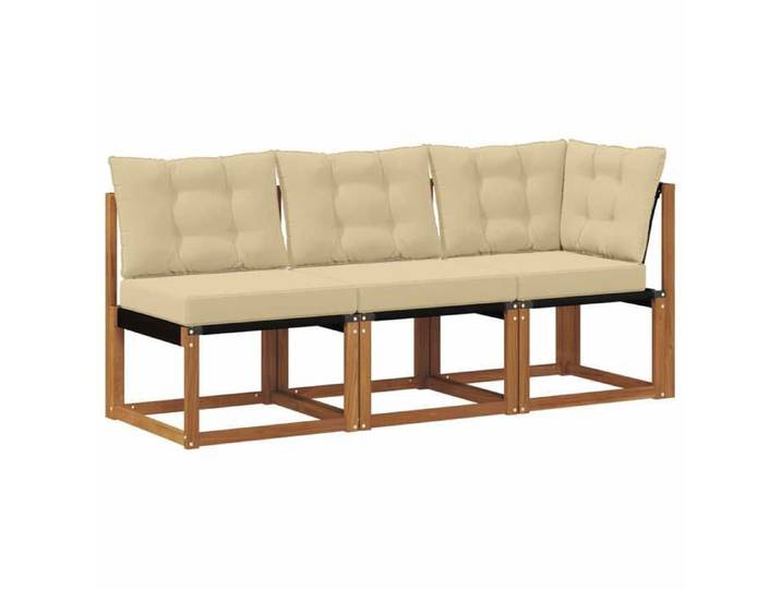 NEW Canapé d'extérieur milieu et coin avec coussin 3 Pièce Naturel Éléments pour sofa modulable_66740