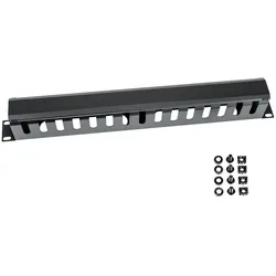 HMF 65451-02 Kabelmanagement mit Abdeckung für Serverschrank, 19 Zoll, 1 HE, Schwarz