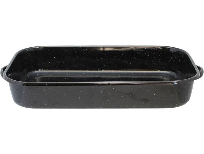 Bratpfanne ELO BASIC Basic , schwarz (schwarz mit weißen punkten), B:23,5cm H:6cm L:43,5cm Ø:38cm, Pfannen, Bratpfanne, Auflaufform, emaillierte hohle Seitengriffe, 38 cm