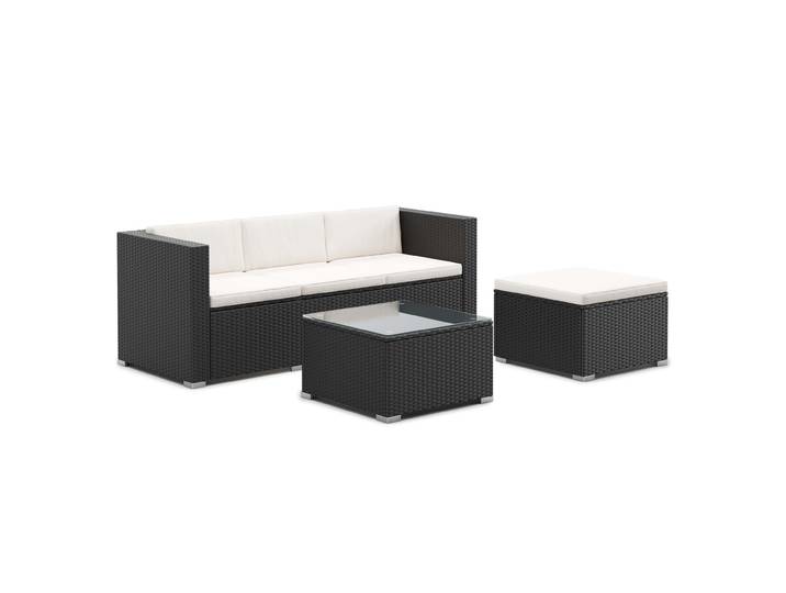 Rattanlounge NIZZA schwarz/beige
