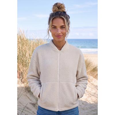 Fleecejacke ELBSAND, Damen, Gr. XL/42, weiß (naturweiß), Fleece, Obermaterial: 100% Polyester, hüftbedeckend, Jacken Fleecejacke, in kuscheliger Qualität
