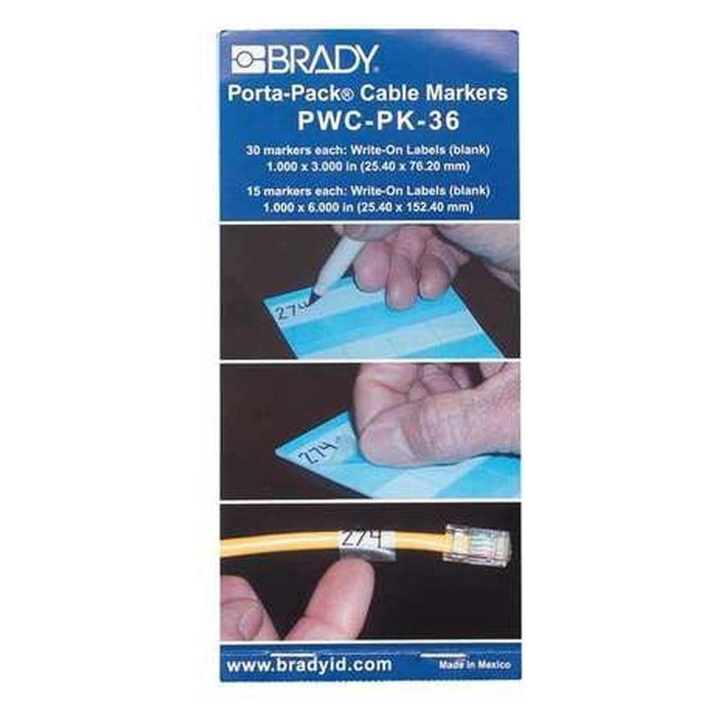 Brady Porta-Pack Hefte mit selbstlaminierenden Blanko-Kabelkennzeichnungsetiketten (25.40 mm) (PWC-PK-36)