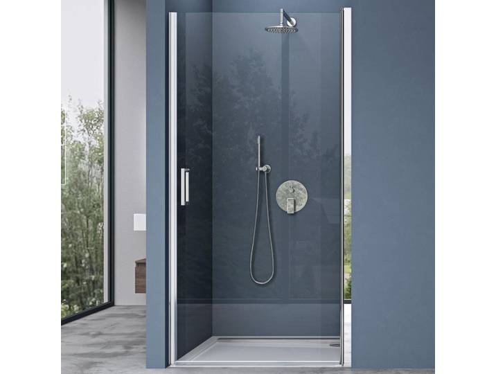 doporro Porte de douche transparent 70cm autolevante pivotante 70x195cm paroi de douche à l'italienne verre ESG Nano anti-calcaire Teramo24k