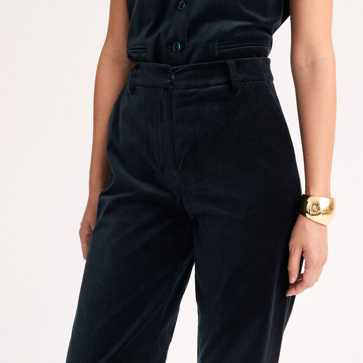 ANNE WEYBURN Pantalon large en velours lisse
