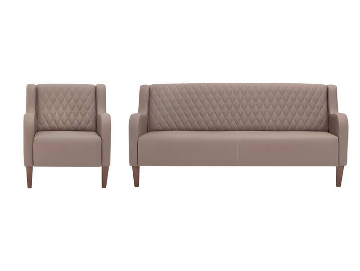 JVmoebel Polstergarnitur Beige Ledergarnitur mit Rauten-Muster und stabilen Rahmen, (Set, 2-tlg), Made in Europa