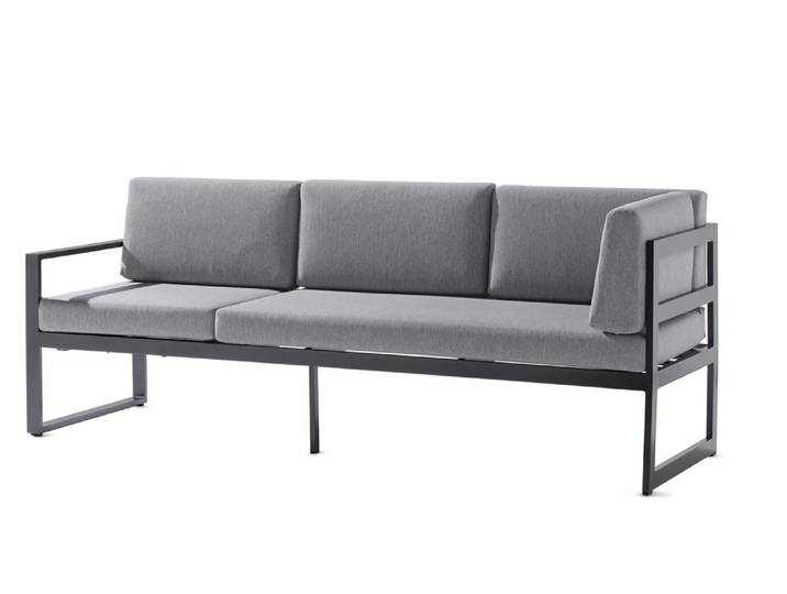 Sieger Adelaide Loungesofa 3-Sitzer Aluminium Eisengrau/Hellgrau