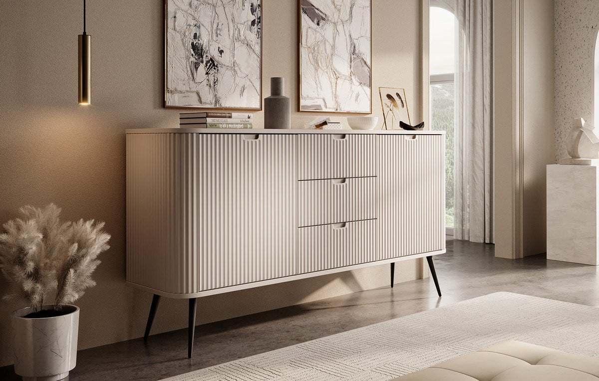 Meubella - Zakari - Modern Dressoir - Beige - Breedte: 168 cm