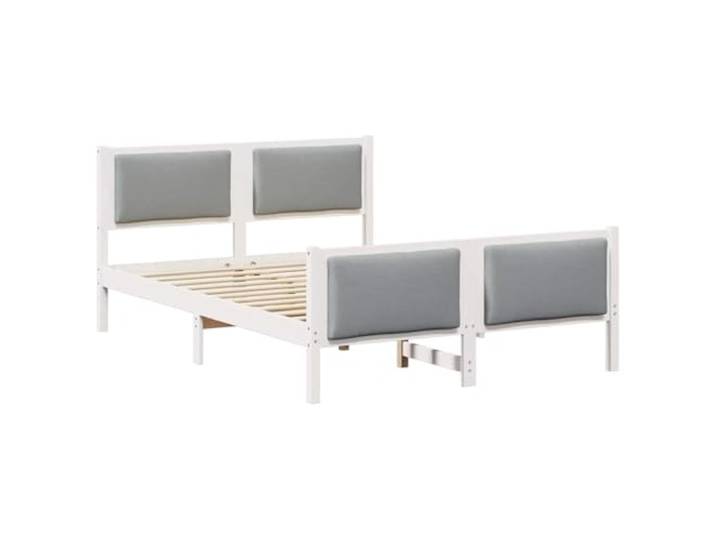 PUGYNBK Bettgestell Hellgrau 140 x 200 cm Kiefernholz, Lattenrost, Kopfteil aus Polyester, Aufbewahrung unten