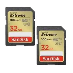 SanDisk Extreme 32 GB SDHC Speicherkarte 2er Pack (2022) bis 100MB/s, C10, U3