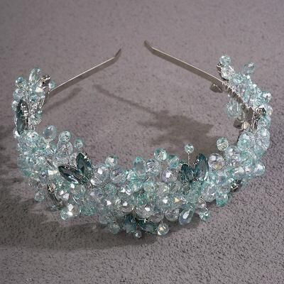 Uplifted Finds Women Rhinestone Bridal Tiara Headband Handmade mint Green