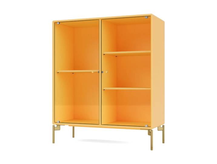 Montana Ripple II Vitrinenschrank 69,6x82,2x30 cm Acacia-Beine brass