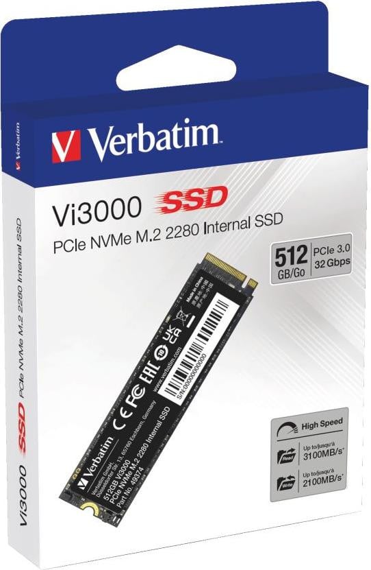 Verbatim Vi3000 M.2 SSD - 512GB PCIe NVMe - 49374
