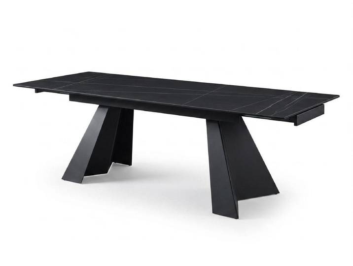 Xlmoebel Esstisch Moderner Esstisch in Schwarz mit Glas- und Holzoptik (Esstisch, Esstisch, Schwarz), Made in Europa