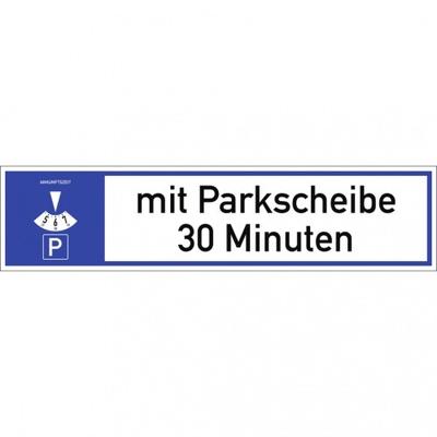 Dreifke® Schild, Parkplatzreservierer mit Parkscheibe ... Minuten/Stunden, Alu, 460x110 mm