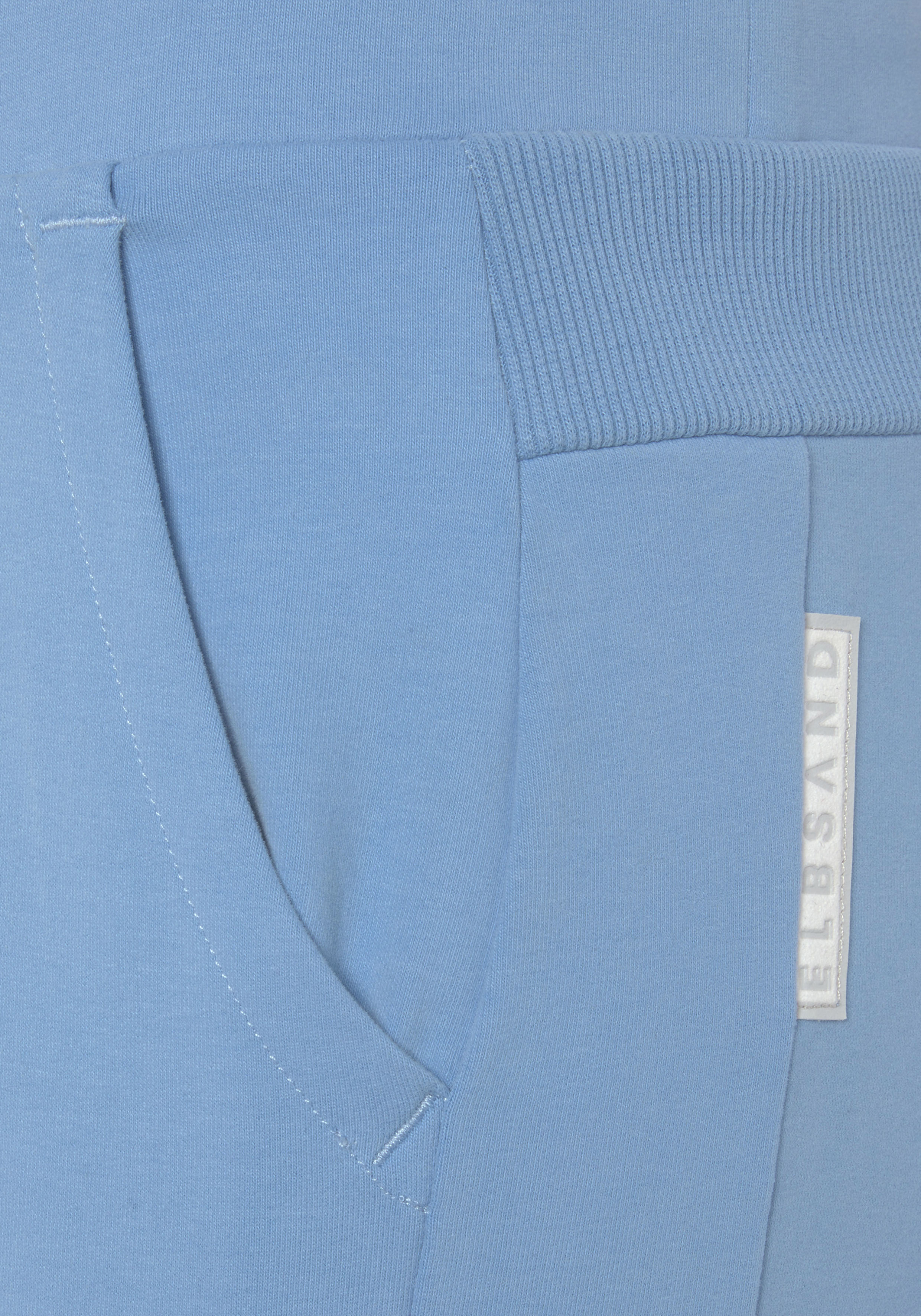 Sweathose ELBSAND "Brinja", Damen, Gr. XXL (44), N-Gr, blau (azurblau), Sweatware, Obermaterial: 95% Baumwolle, 5% Elasthan, unifarben, figurumspielend lang, Hosen Sweathose, mit Taschen und breiten Kordeln, Jogginghose, lässige Passform azurblau XXL (44)