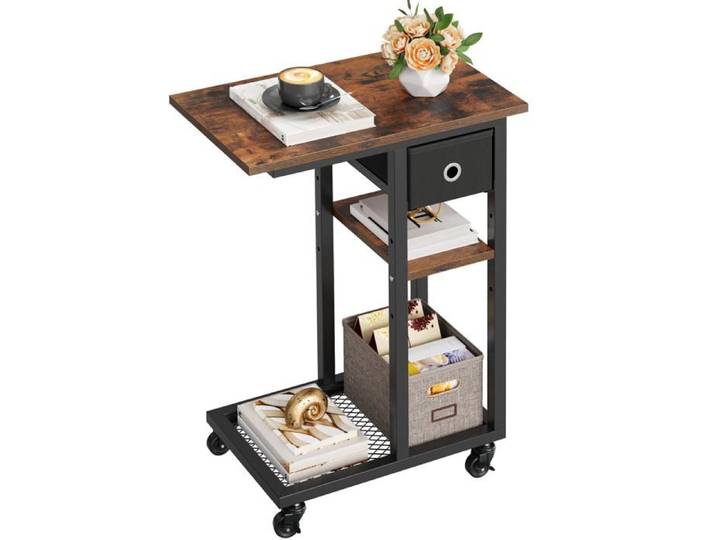 Table d'appoint C Fm Bout de Canapé avec roulettes e Tiroir Table Basse pour Café et dinateur Ptable pour Salon TABLE D'APPOINT