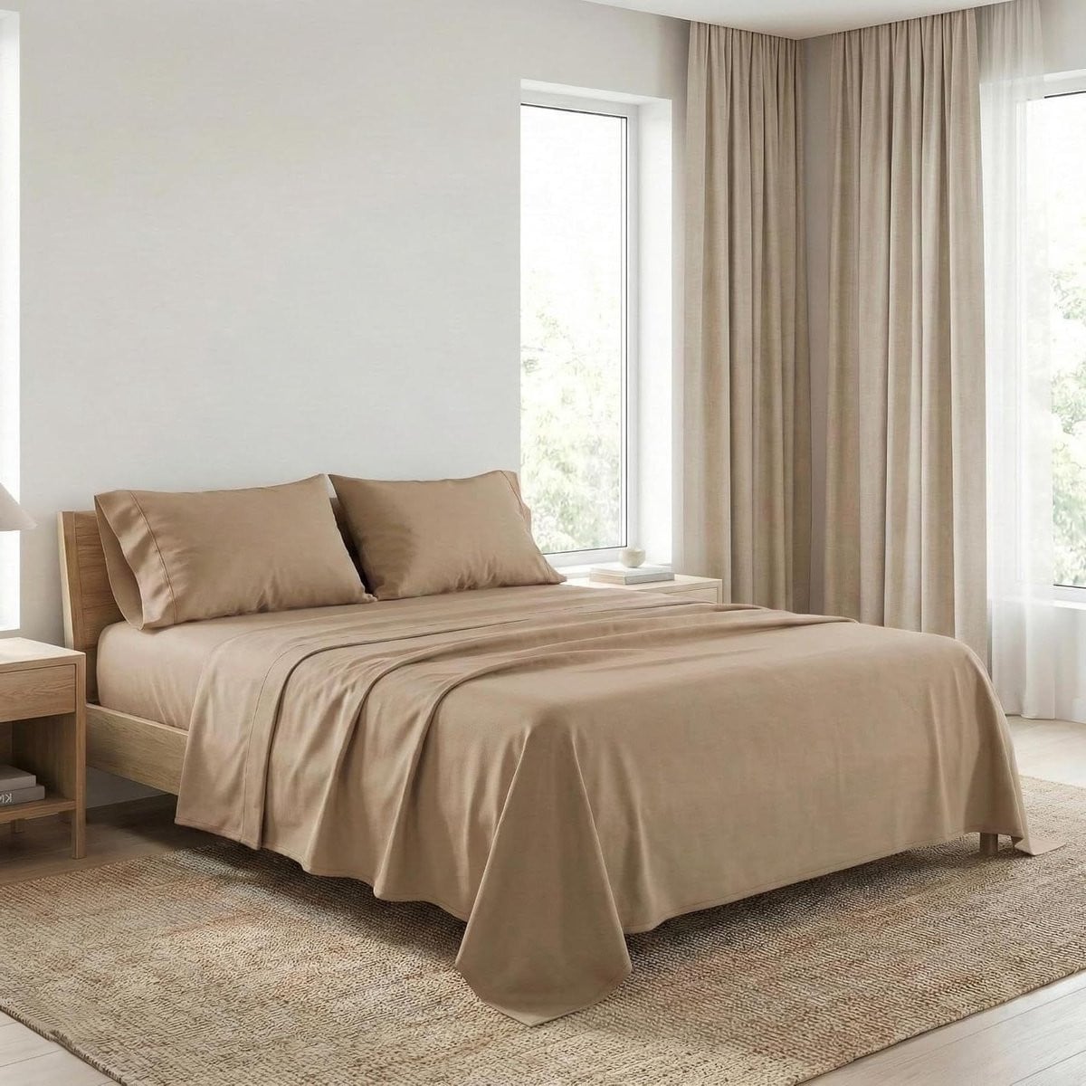 Effengekleurde katoenen beddengoed set van 180x300 cm
