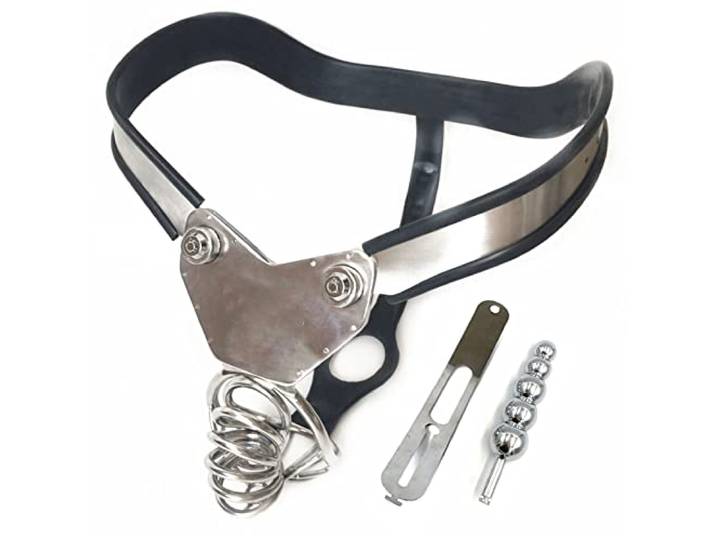 Keuschheitsgürtel Für Herren 64~147cm Keuschheitskäfig Herren BDSM Spielzeug Aushöhlen Cock Cage Sex Spielzeug Fetisch Sklave Bondage Set Erwachsene Geschenk,78~84cm