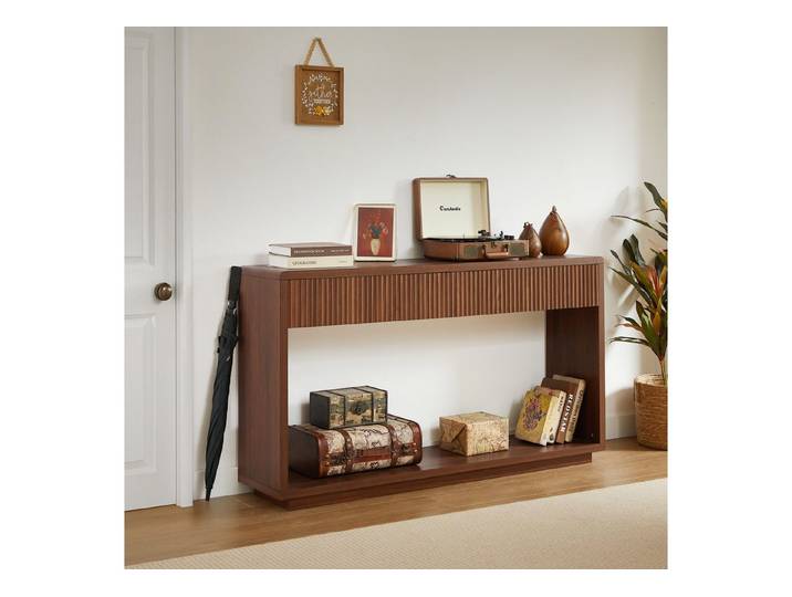 Fine Life Pro Sideboard Konsolentisch, 150 cm, 2 Schubladen, Nussbaum, offenes Fach, Flur & Wohnzimmer, modern