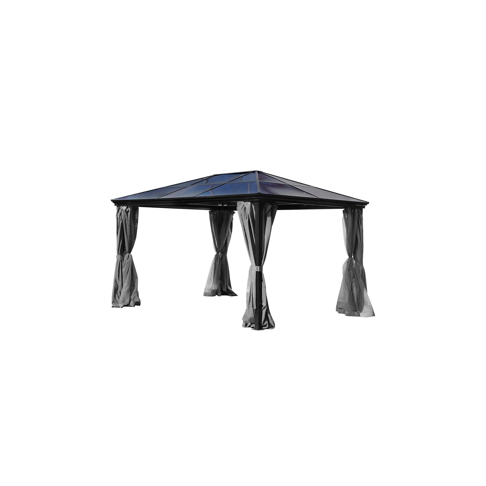 Pavillon Gartenpavillon 3x4 Taneo anthrazit aus Aluminium mit festem Dach UV-Schutz Sonnenschutz