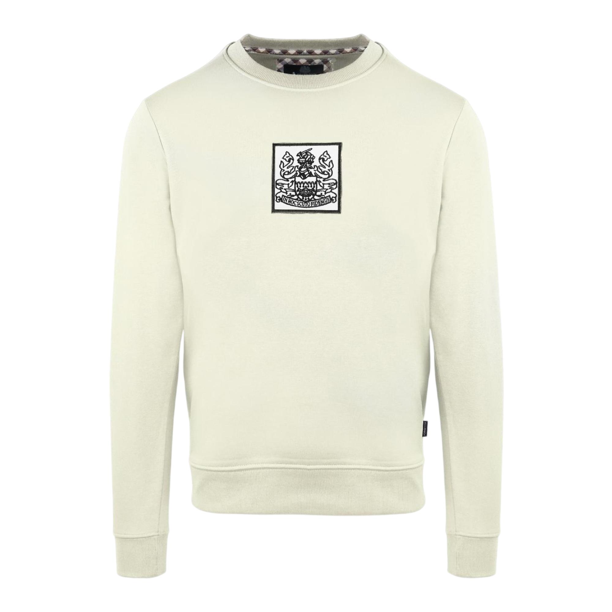Aquascutum Heren geribbeld sweatshirt (Boter)