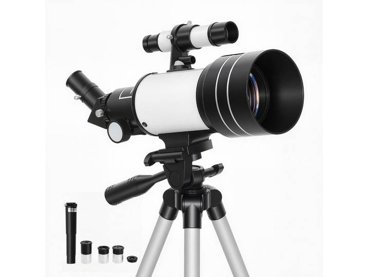 ComfortXL Teleskop De-18669 70 mm Refraktor mit 3 Okularen Weiß, Metall, 76x76 cm, Freizeit & Co, Gartenspielzeug
