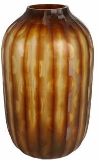 Sagebrook Home Glass Large Vertical Ribbed Decorative Vase - Brown
