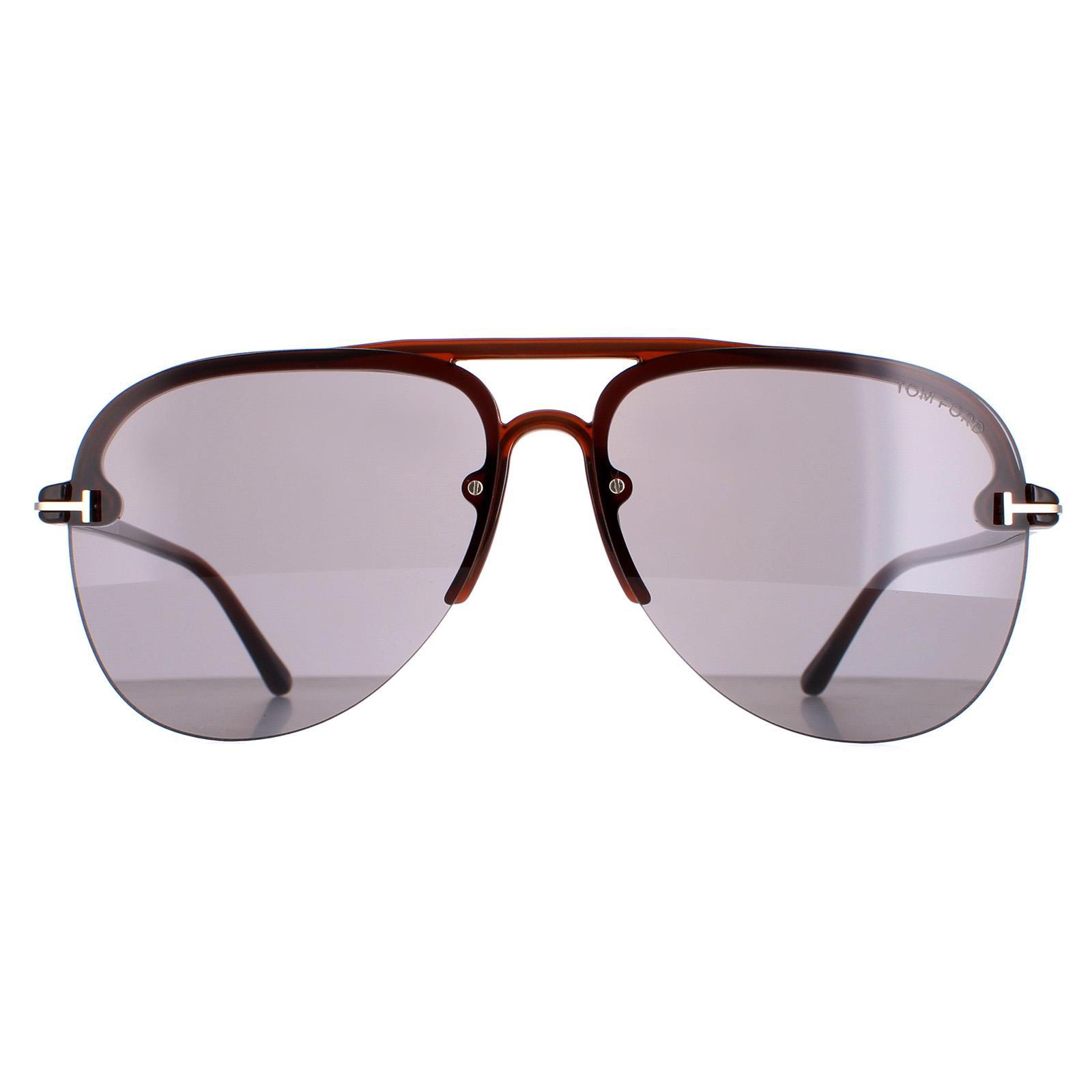 Tom Ford Aviator Herren glänzend hellbraun rauchig Frottee 02 FT1004