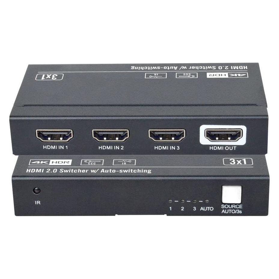 Vivolink HDMI switcher 3x1 4K@60Hz (VLSW131)