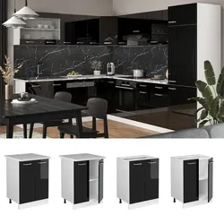 Vicco Unterschrank Küchenschrank R-Line Solid Weiß Schwarz 60 cm modern