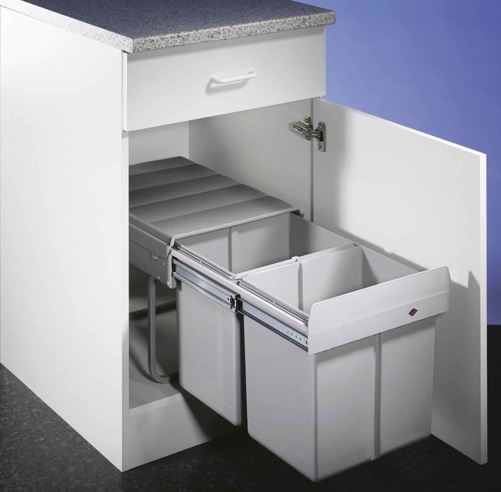 Hailo Double 2 DS Vuilnisbak Aluminium Grijs