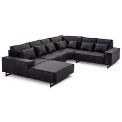 filippo Wohnlandschaft Antwerp Mikrofaser Schwarz 343 cm