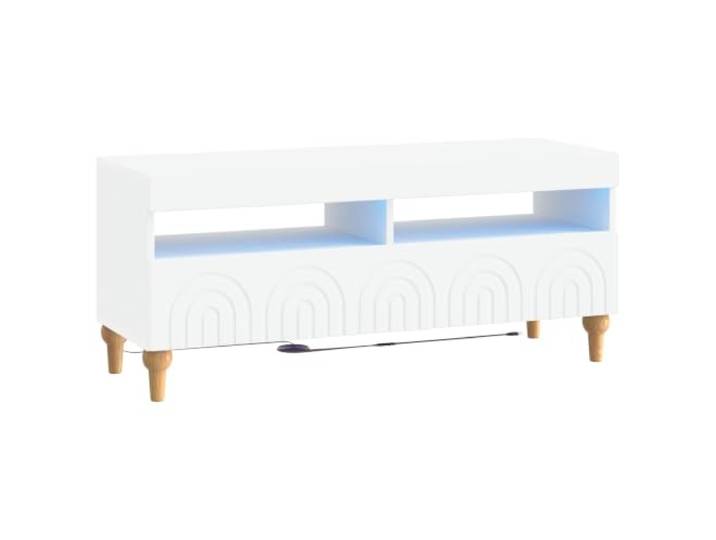 GKHPYURE TV-Schrank mit LED, weiß, Holz, modern, platzsparend Technisches Holz, feuchtigkeitsbeständig, nur für den Innenbereich, Montage erforderlich, 17,2 kg
