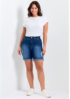 Plus Size Women's Giana Ripped Short by Avenue in Mid Wash (Size 24)