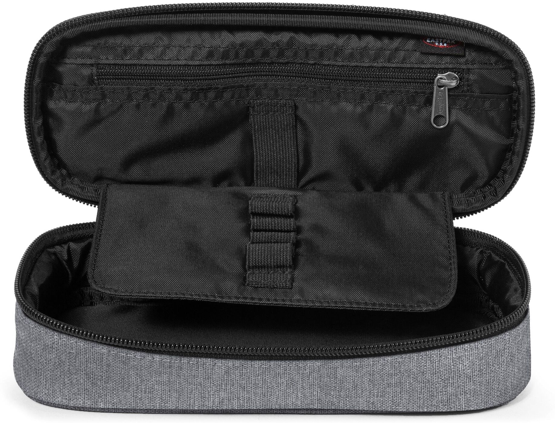 Schreibgeräteetui EASTPAK "OVAL SINGLE", Kinder, grau (sunday grau), Polyester, Schreibgeräteetuis Schreibgeräteetui, Schulmäppchen, Federmäppchen mit Stifteschlaufen und Logo-Patch sunday grau Einheitsgröße