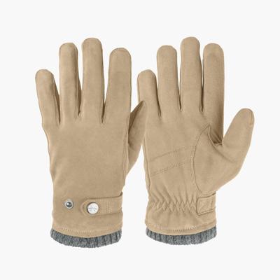 Lederhandschuhe PEARLWOOD "RICK", Herren, Gr. 8,5, beige (greige), Ziegenleder, Handschuhe, weiches Innenfutter aus Fleece