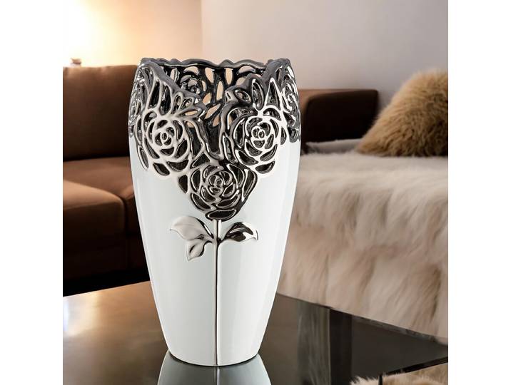 Vase Rose 17 x 31 x 17cm Blanc