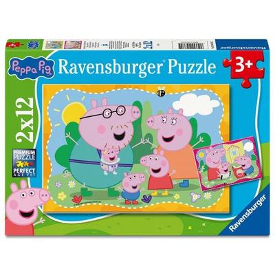 Kinderpuzzle 2x12 Teile - Peppa Wutz - Glückliche Familie Wutz!