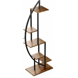 DanDiBo Blumenregal indoor 160 cm Hoch Metall Schwarz Halbrund 96645 Blumentreppe Groß Rund Pflanzenständer Modern Design