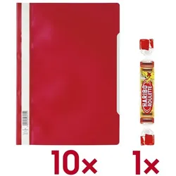 Durable 10x Schnellhefter A4 inkl. 1x Fruchtgummi »Roulette« rot, 22.7x31 cm