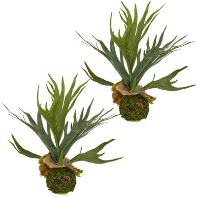Kunstpflanze CREATIV GREEN "Geweihfarn", grün, H:31cm, Obermaterial: 100% Kunststoff, Kunstpflanzen, Kunstpflanze, auf Moosballen