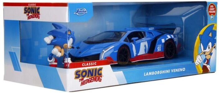 Miniature 1:24 Lamborghini Veneno Sonic avec figurine bleu - Jada Toys